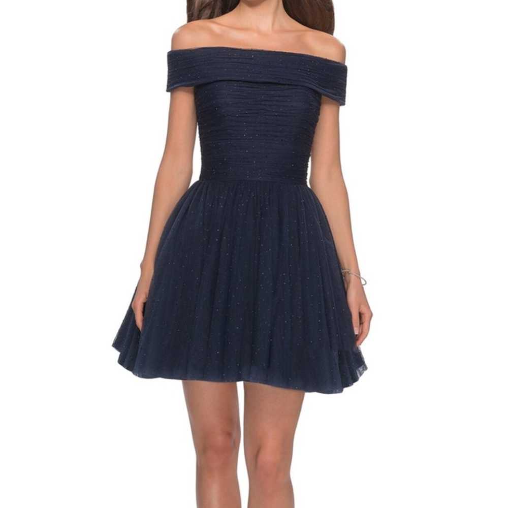 La Femme Womens size 6 dress blue off the shoulde… - image 6