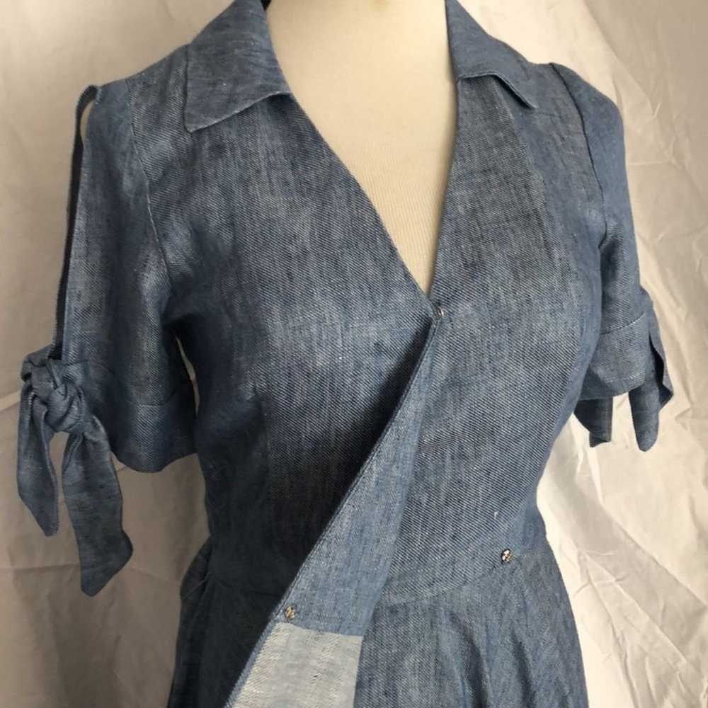 Milly VALERIE linen blend chambray light denim wr… - image 10