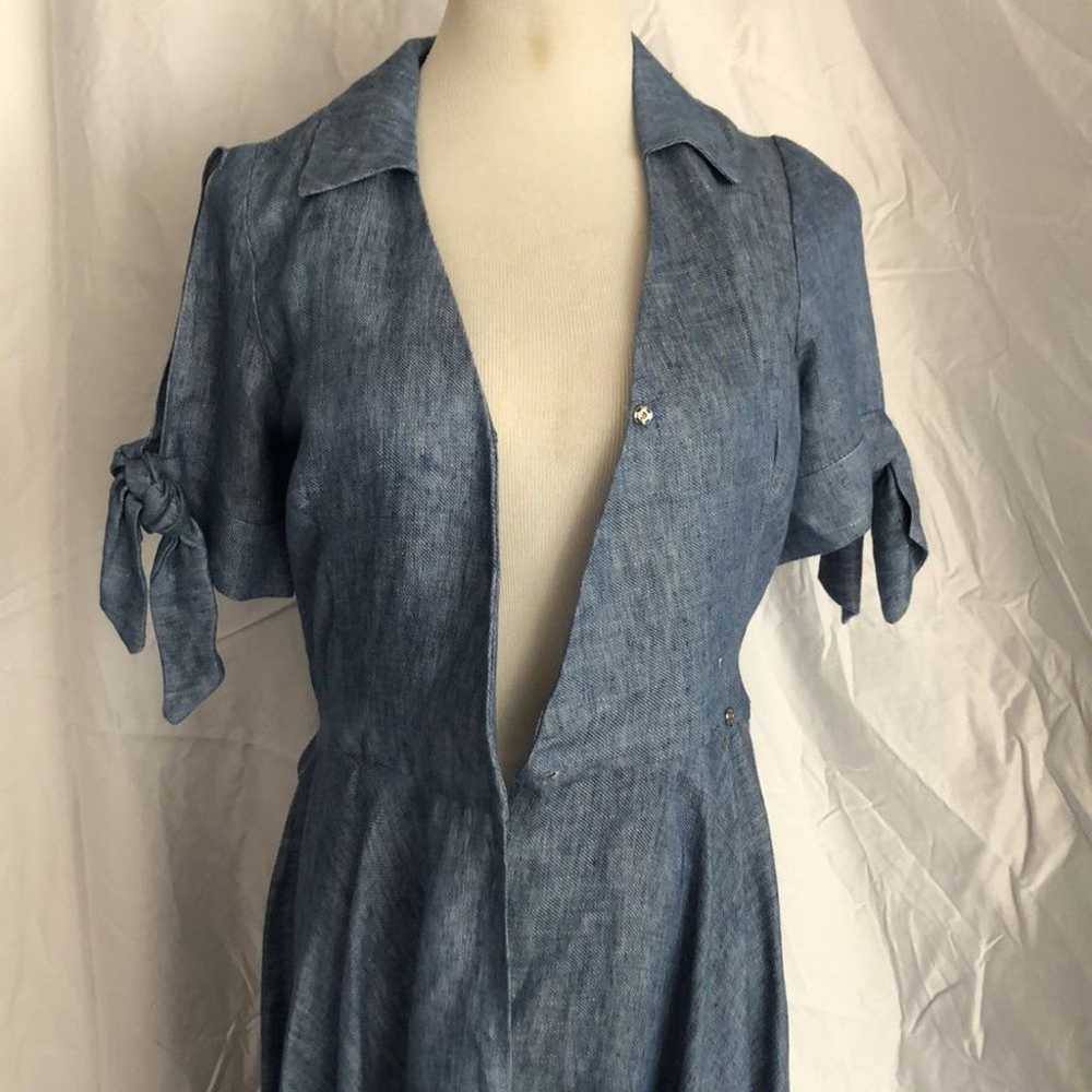 Milly VALERIE linen blend chambray light denim wr… - image 11