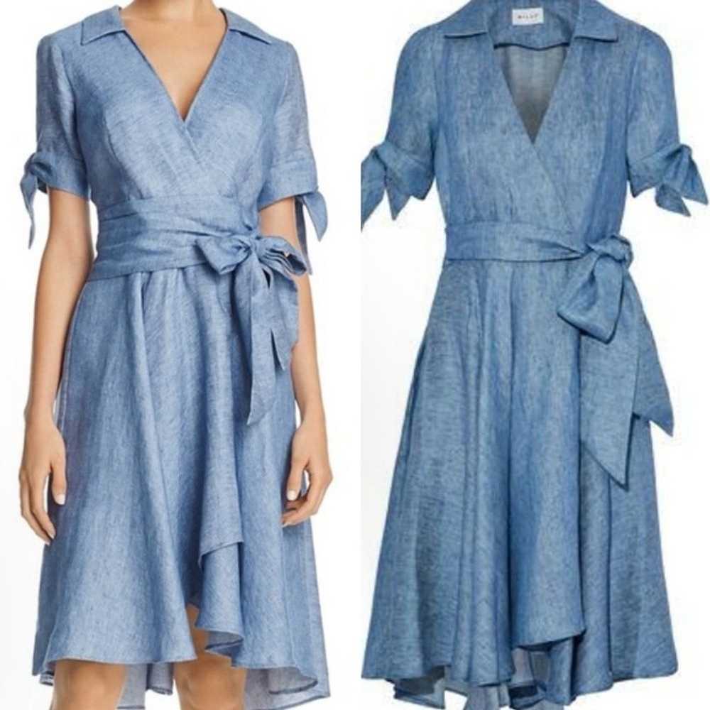 Milly VALERIE linen blend chambray light denim wr… - image 1