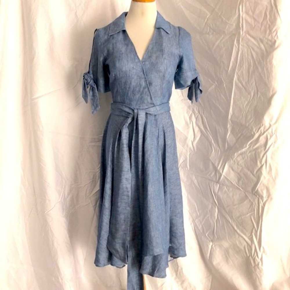 Milly VALERIE linen blend chambray light denim wr… - image 3