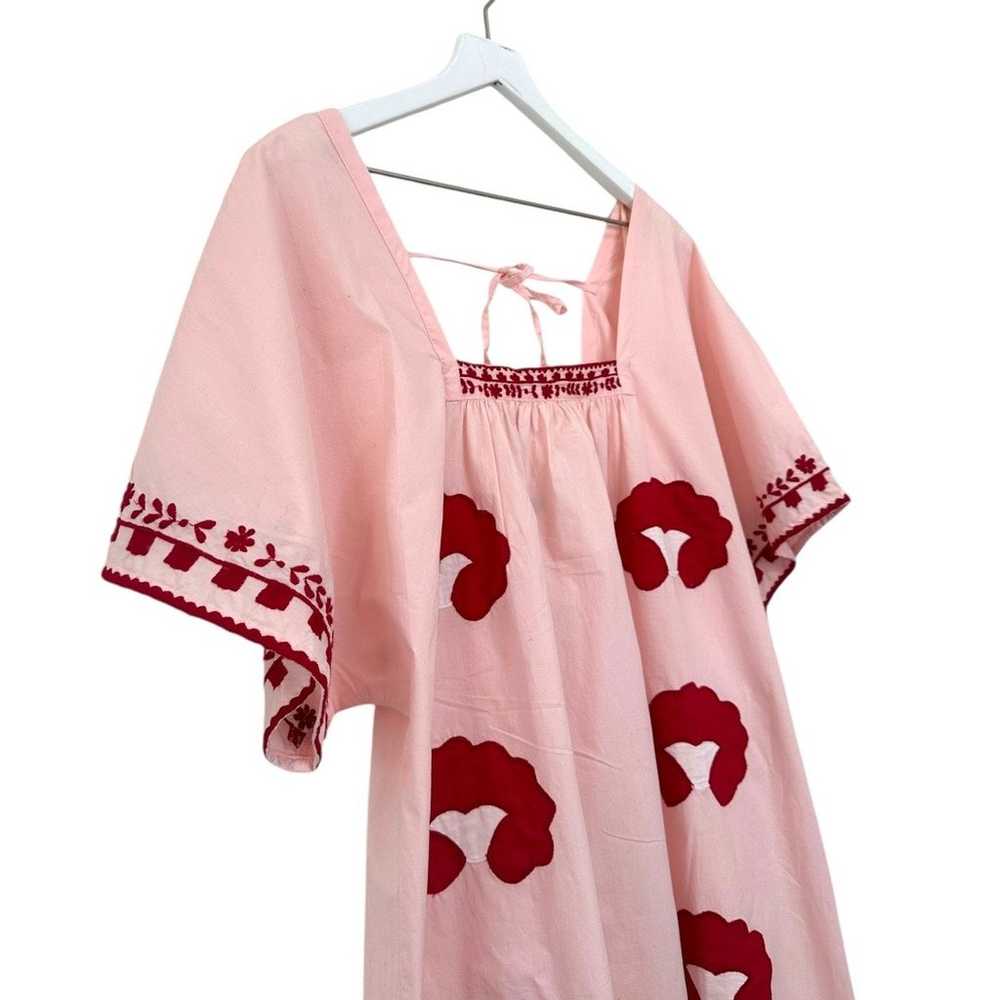 Zara Pink & Red Embroidered Maxi Dress Size Small - image 5