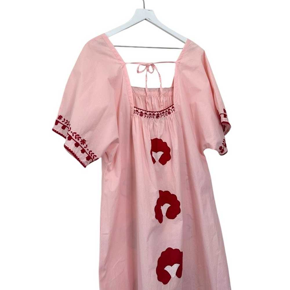 Zara Pink & Red Embroidered Maxi Dress Size Small - image 6