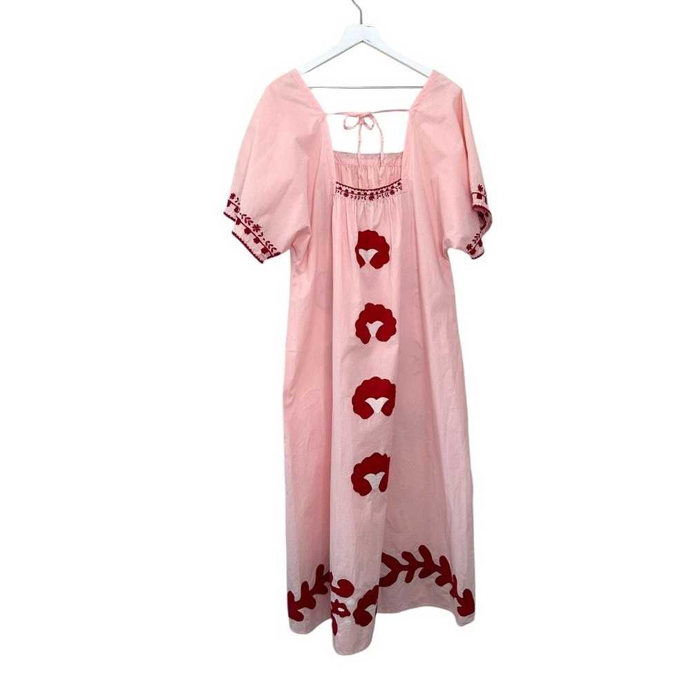 Zara Pink & Red Embroidered Maxi Dress Size Small - image 7