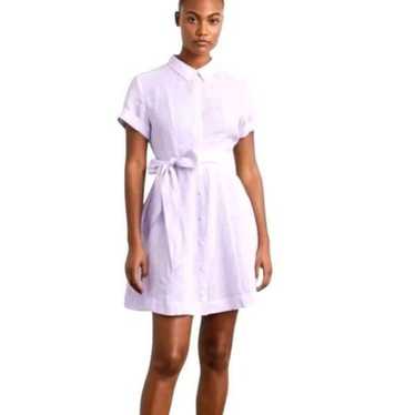 HILL HOUSE Lilac Stripe Linen Laura Dress  Belted… - image 1