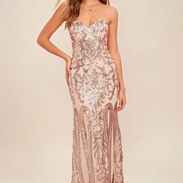 Lulus Rose Gold Sequin Maxi Dress