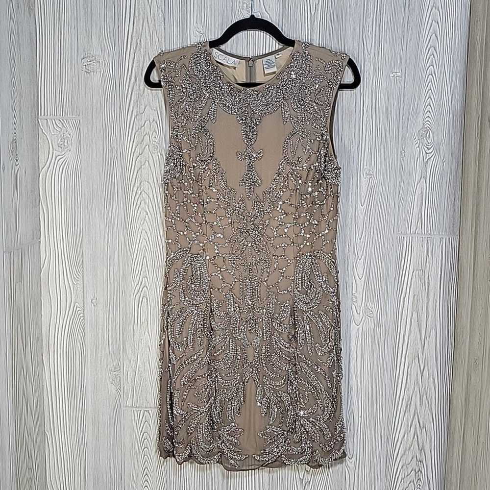 Scala Beaded Cocktail Mini Dress Women's Size 10 - image 10