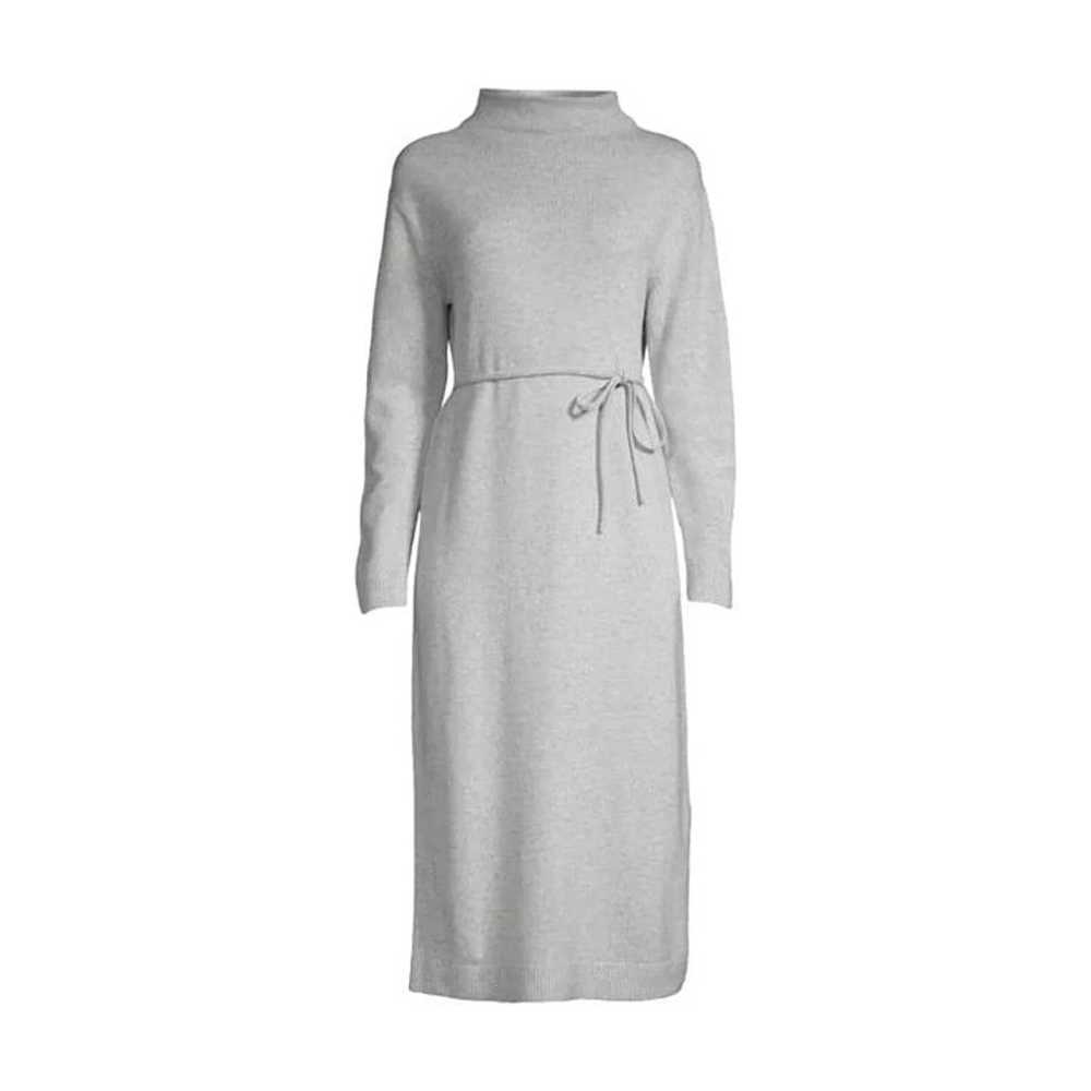 Vince Italian Grey Wool Cashmere Funnel Neck Midi… - image 3