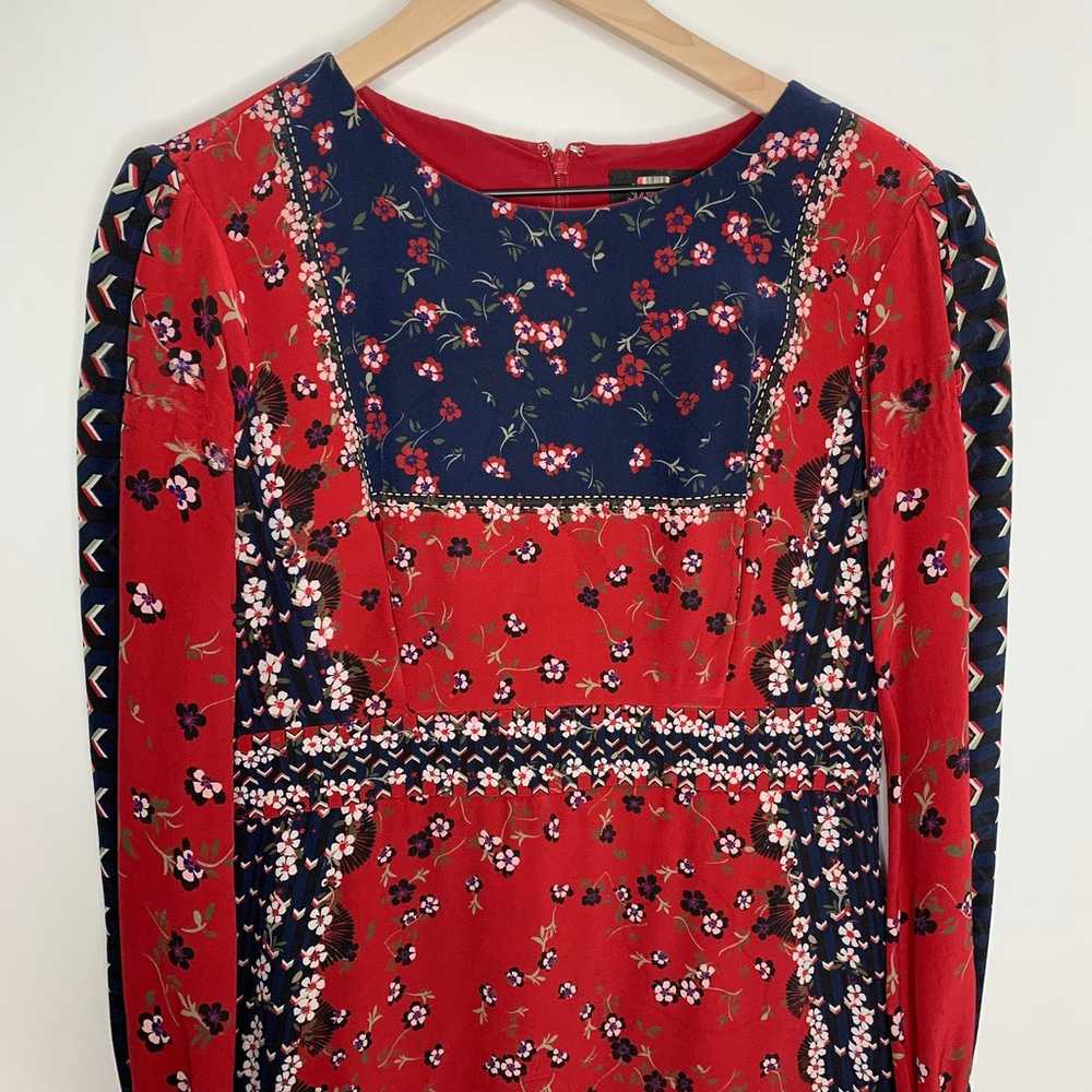 Saloni Vera Mini Floral Mini Boho Dress Red Blue … - image 11