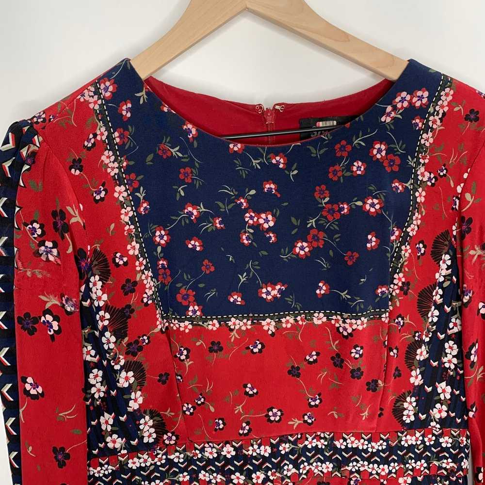 Saloni Vera Mini Floral Mini Boho Dress Red Blue … - image 12