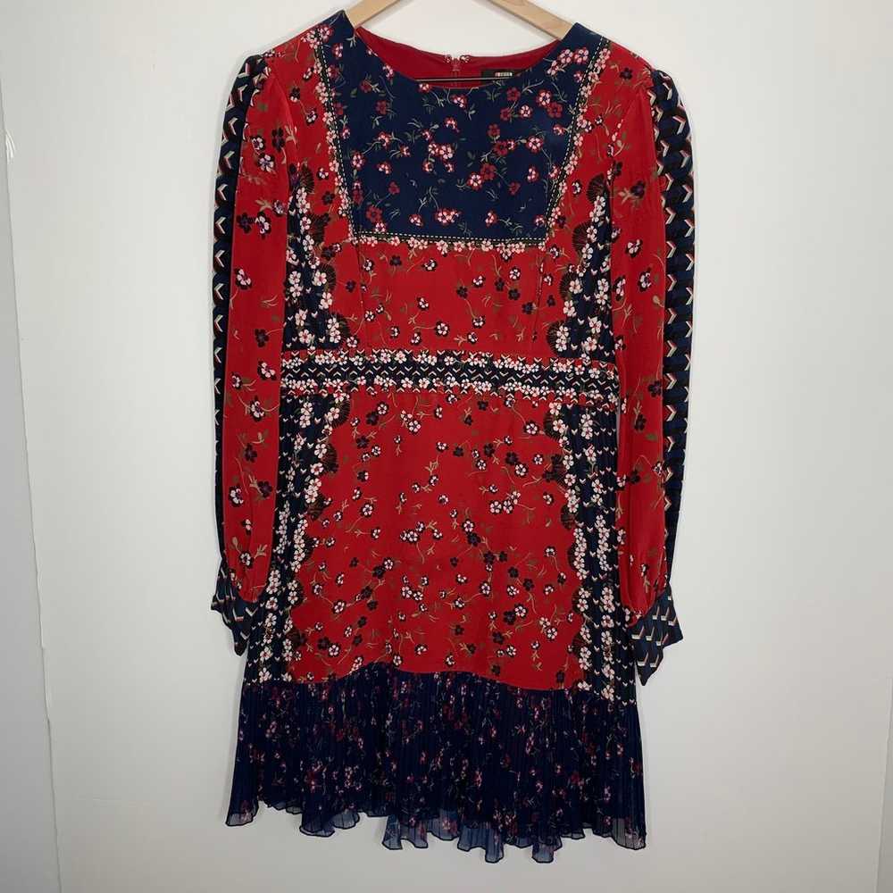 Saloni Vera Mini Floral Mini Boho Dress Red Blue … - image 1