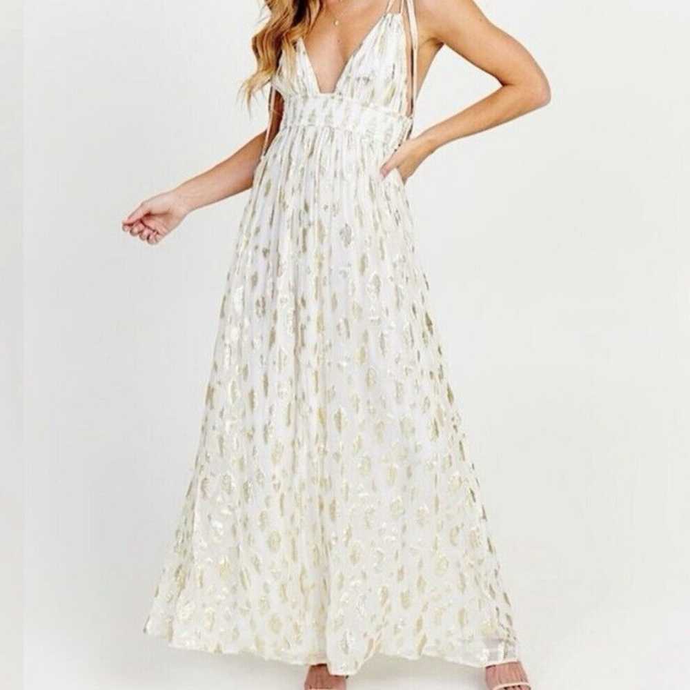 Altar’d State Vanessa Maxi Dress White & Metallic… - image 7