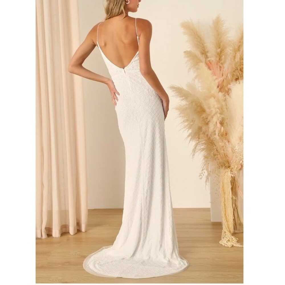 Cherished Vow White Beaded Backless Mermaid Maxi … - image 3