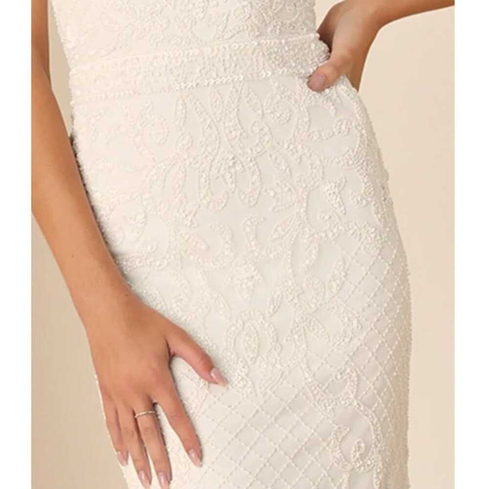 Cherished Vow White Beaded Backless Mermaid Maxi … - image 5