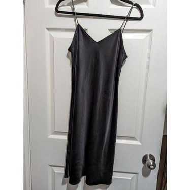 Helmut Lang silk zipper detail black slip dress sm