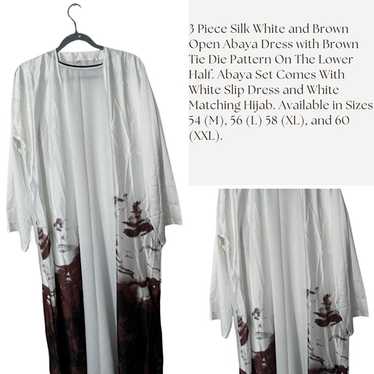 2024 New Abaya Design From Dubai 3 Piece Silk Whi… - image 1