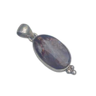 Vintage Fire Agate Pendant - Sterling Silver