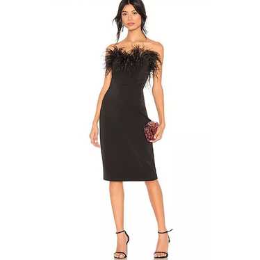 LPA Aurora Revolve Strapless Black Feather Sheath 