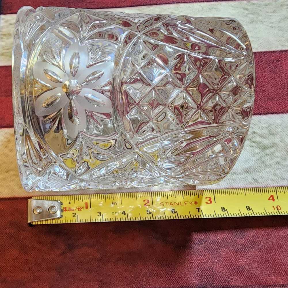 VINTAGE HEAVY CRYSTAL CUT GLASS BRASS TABLE TOP L… - image 7