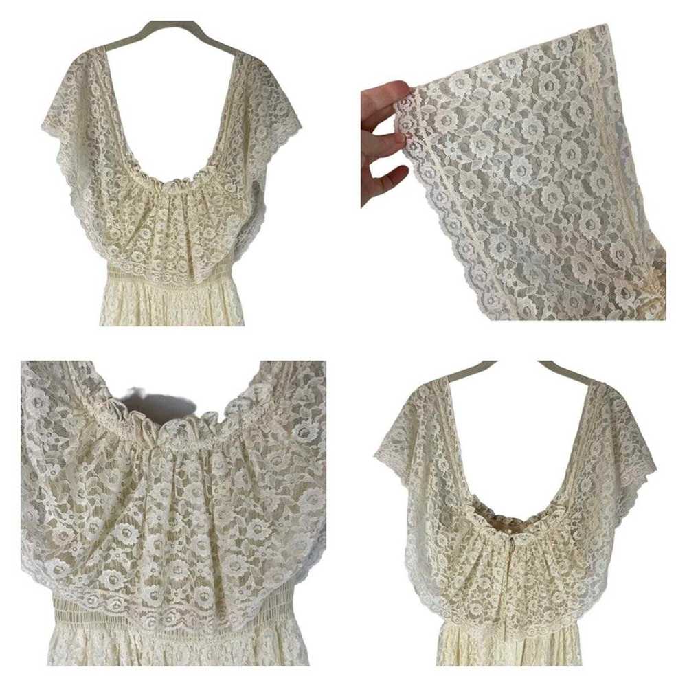 Vintage 70s Candi Jones California cream lace max… - image 11