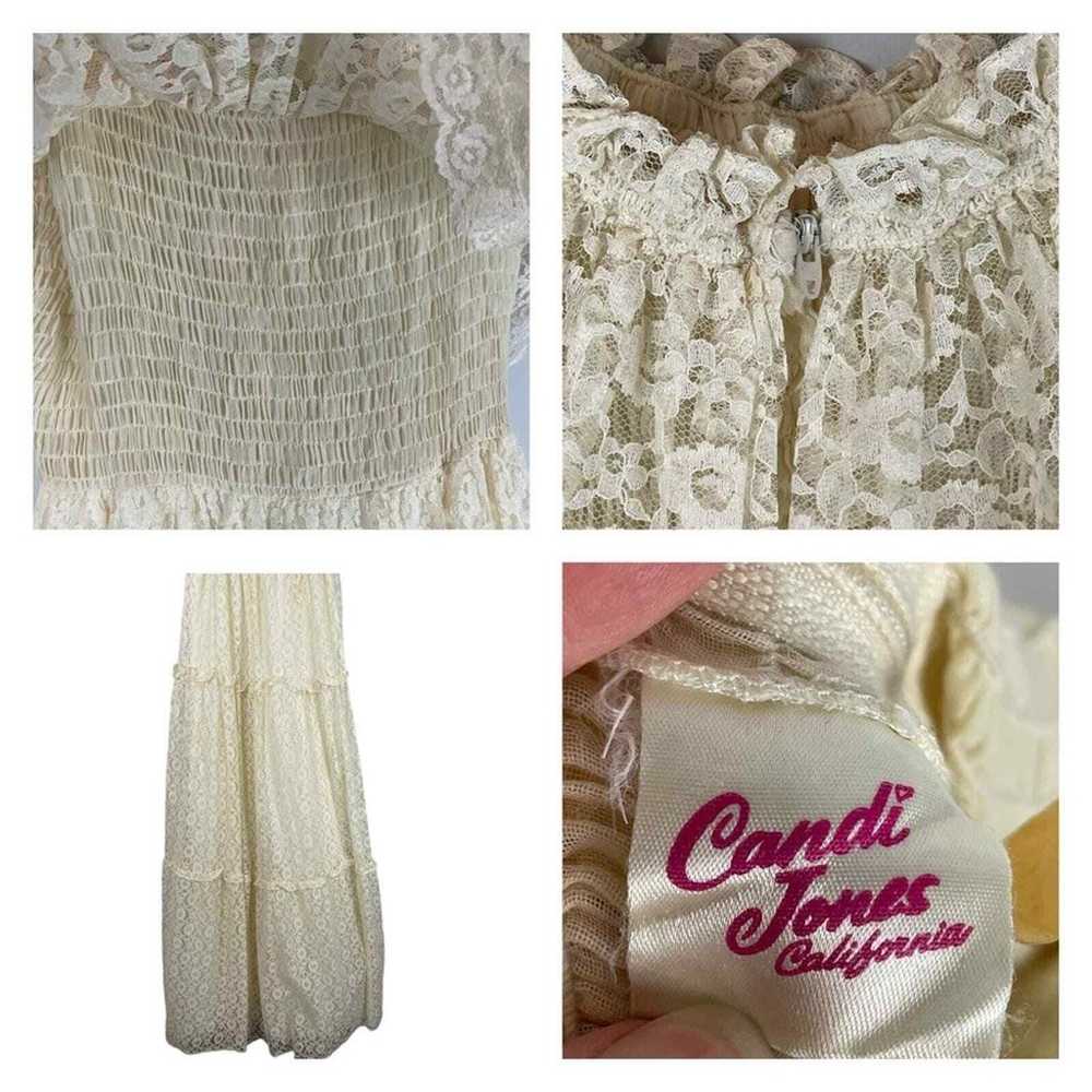 Vintage 70s Candi Jones California cream lace max… - image 12