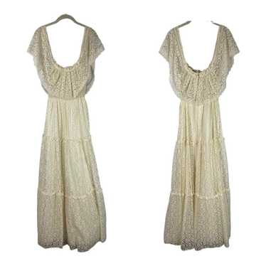 Vintage 70s Candi Jones California cream lace max… - image 1