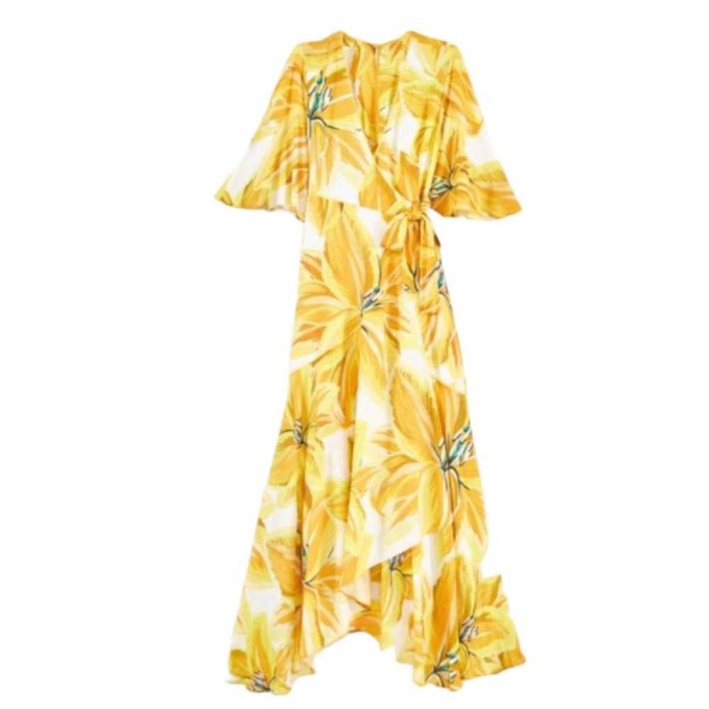 FARM RIO White and Yellow Azalea wrap dress size … - image 2