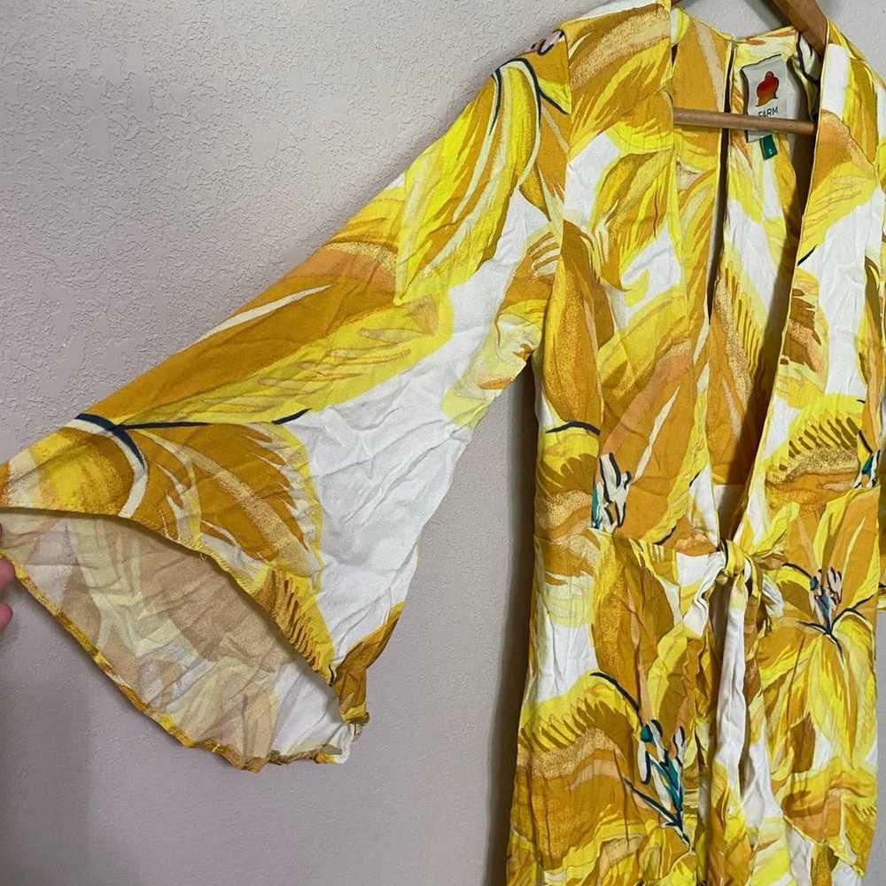 FARM RIO White and Yellow Azalea wrap dress size … - image 4