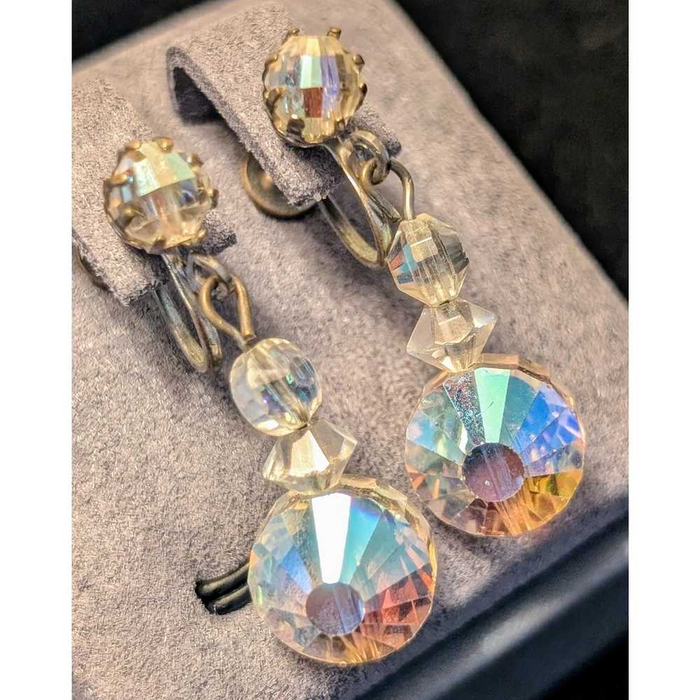 Unique Vintage Aurora Borealis AB Crystal Dangle … - image 2