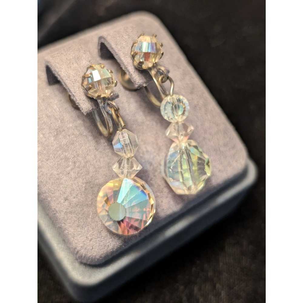 Unique Vintage Aurora Borealis AB Crystal Dangle … - image 4