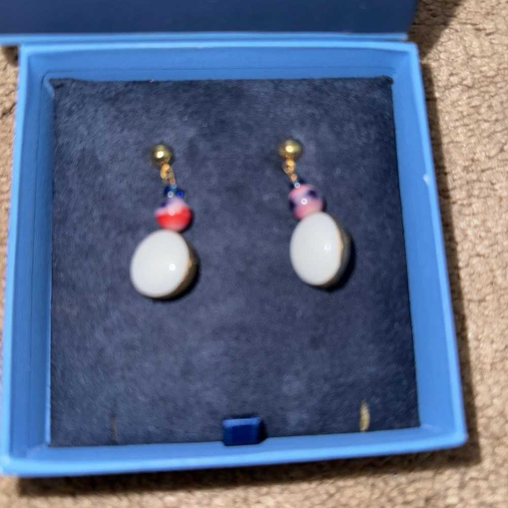 Vintage Red, White, and Blue Earrings - image 3