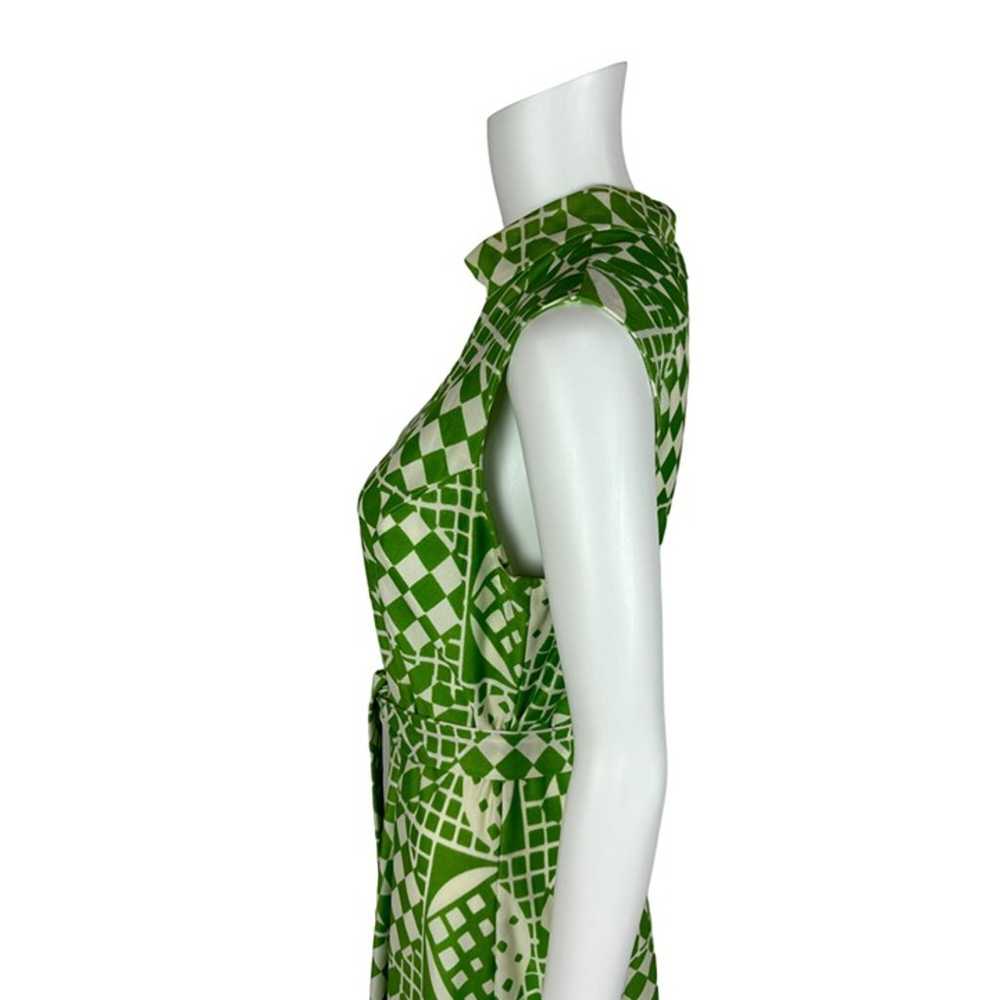 Vintage 70s Mod Dress Women's Medium Green Geomet… - image 11