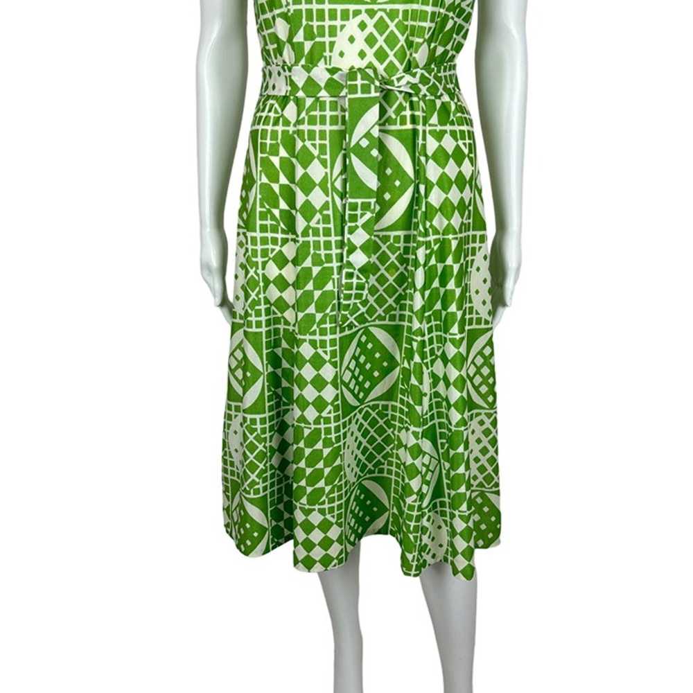 Vintage 70s Mod Dress Women's Medium Green Geomet… - image 7