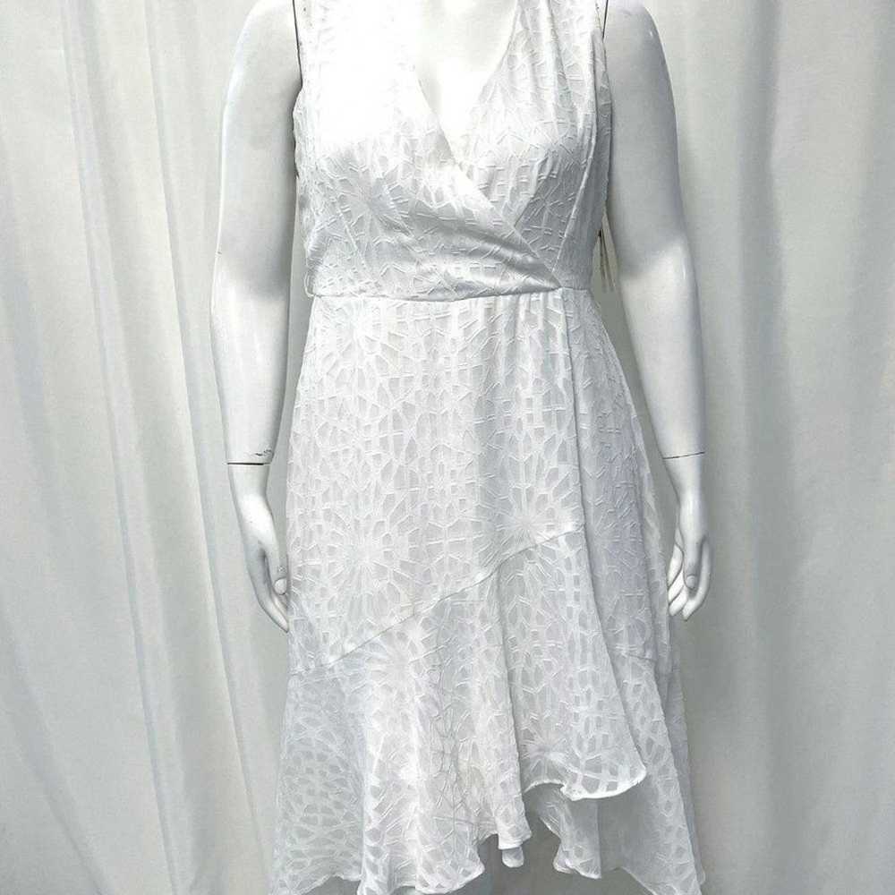 NWT Hugo Boss White High Low Hem Deep V Neck Dres… - image 1