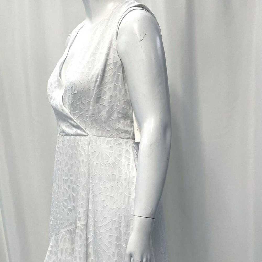 NWT Hugo Boss White High Low Hem Deep V Neck Dres… - image 3