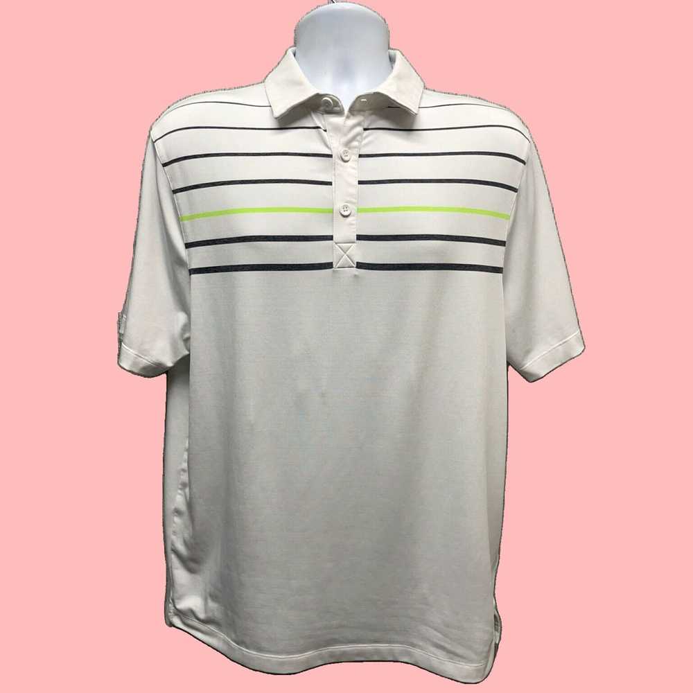 Under Armour White Green Grey Striped Mens Golf P… - image 1