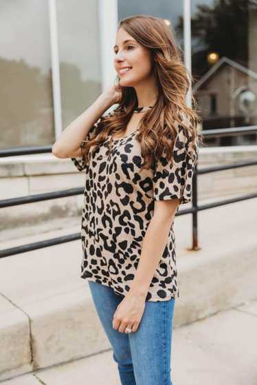 Lane 201 Leopard Cut Out V-Neck - image 1