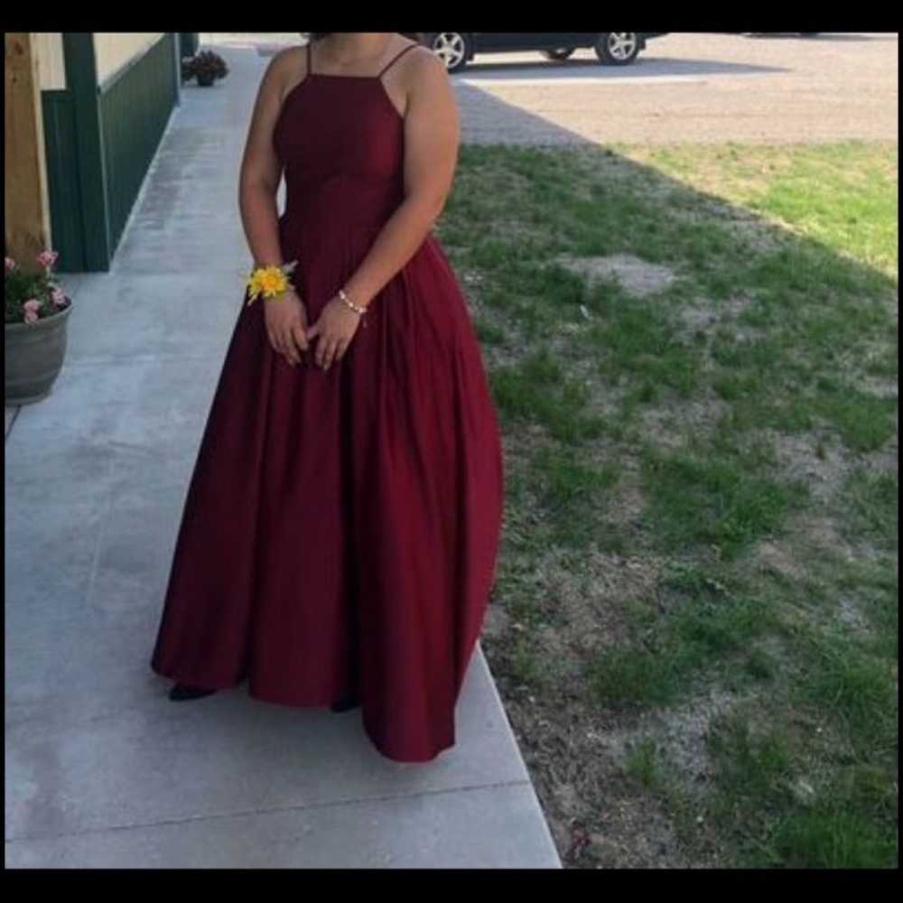 Prom dress size 8 burgundy - image 2