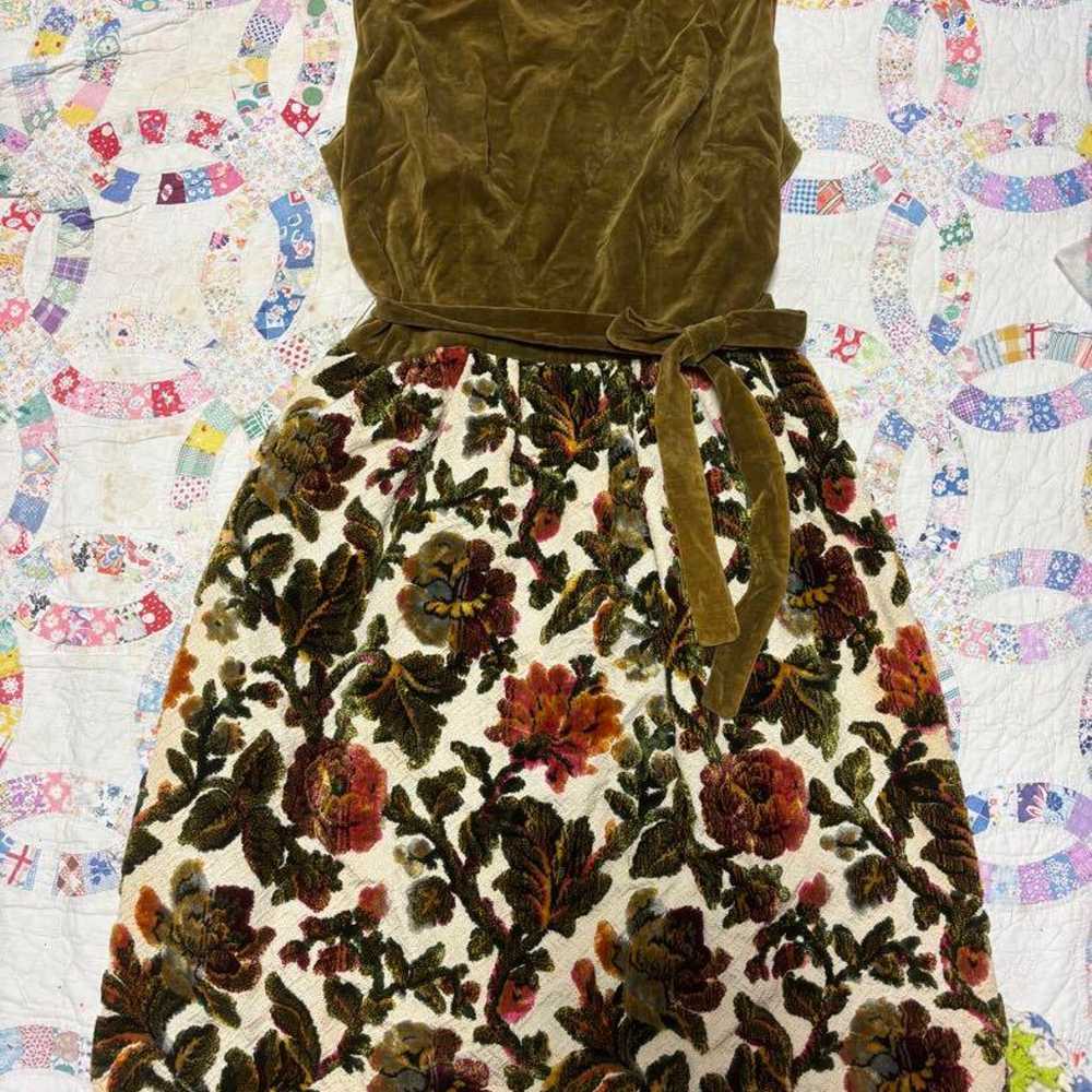 60s Vintage Velvet × Tapestry Dress - image 1