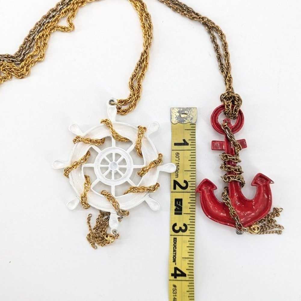 Vintage Nautical Ship Wheel Anchor Beachy Chains … - image 3