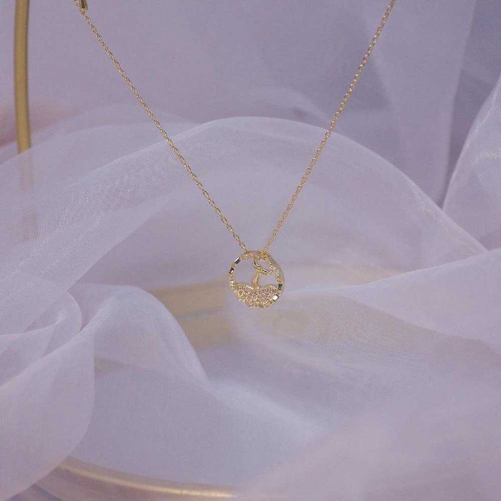 NEW 14K Gold Plated Diamond Mermaid Necklace a - image 8