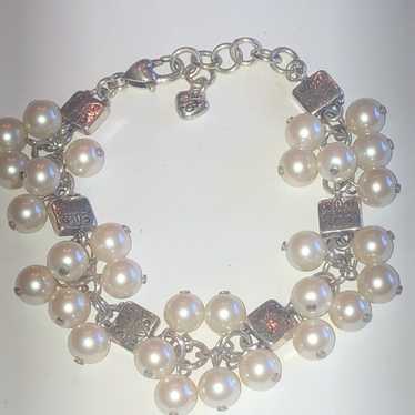 Brighton Silver Tone Faux Pearl Dangling Beaded Bo