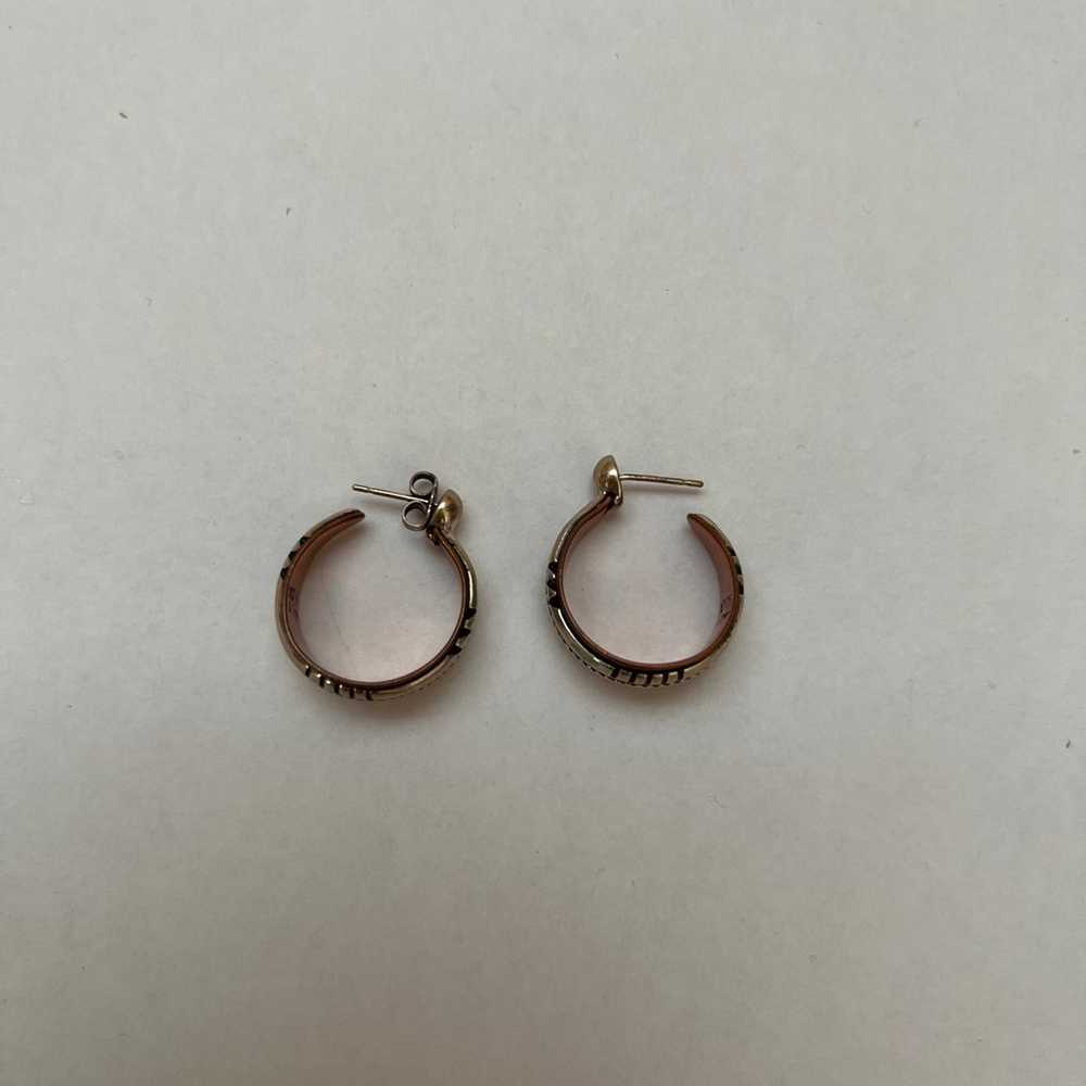 Vintage WJ Southwest Copper And Sterling Hoop Ear… - image 1