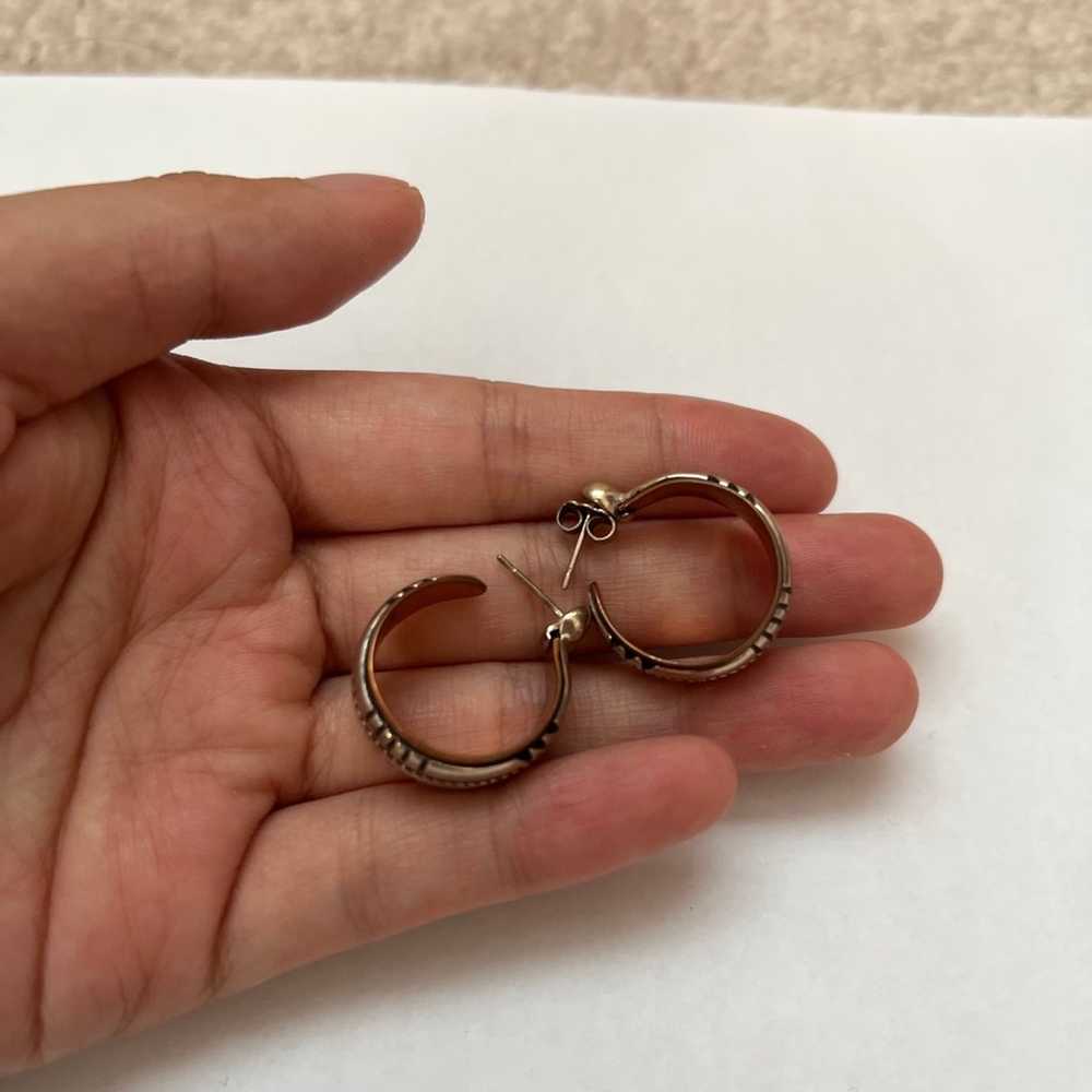 Vintage WJ Southwest Copper And Sterling Hoop Ear… - image 4