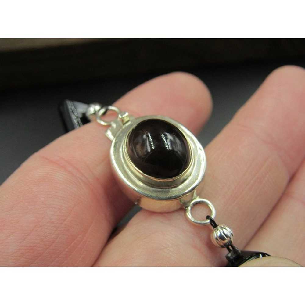 18" Sterling Silver Onyx Stone And Uncut Smoky Qu… - image 4