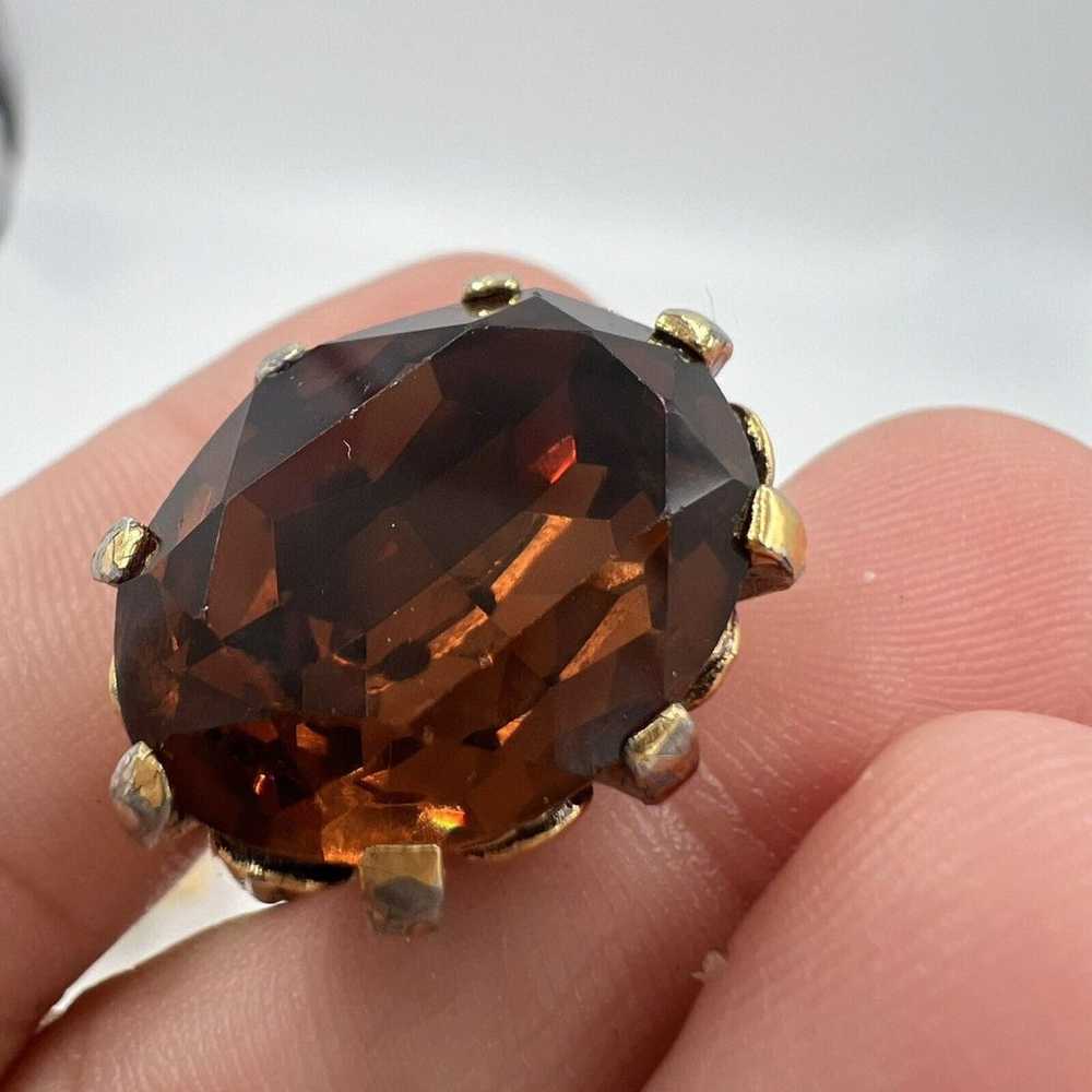 RARE CROWN TRIFARI GOLD PLATED Smoky Quartz Glass… - image 11