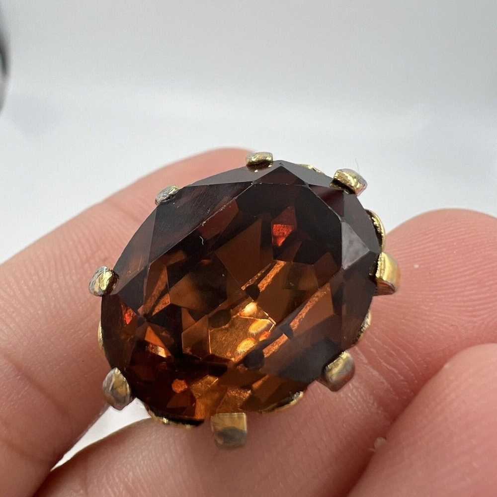 RARE CROWN TRIFARI GOLD PLATED Smoky Quartz Glass… - image 12