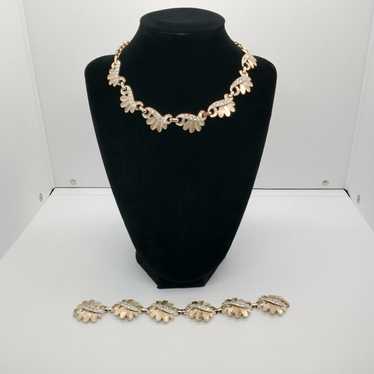 Vintage Sarah Coventry Necklace Bracelet Set Gold… - image 1