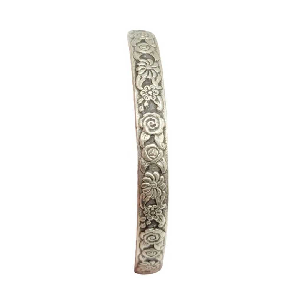 Vintage Silver Floral Child Size Cuff Bracelet (B… - image 2