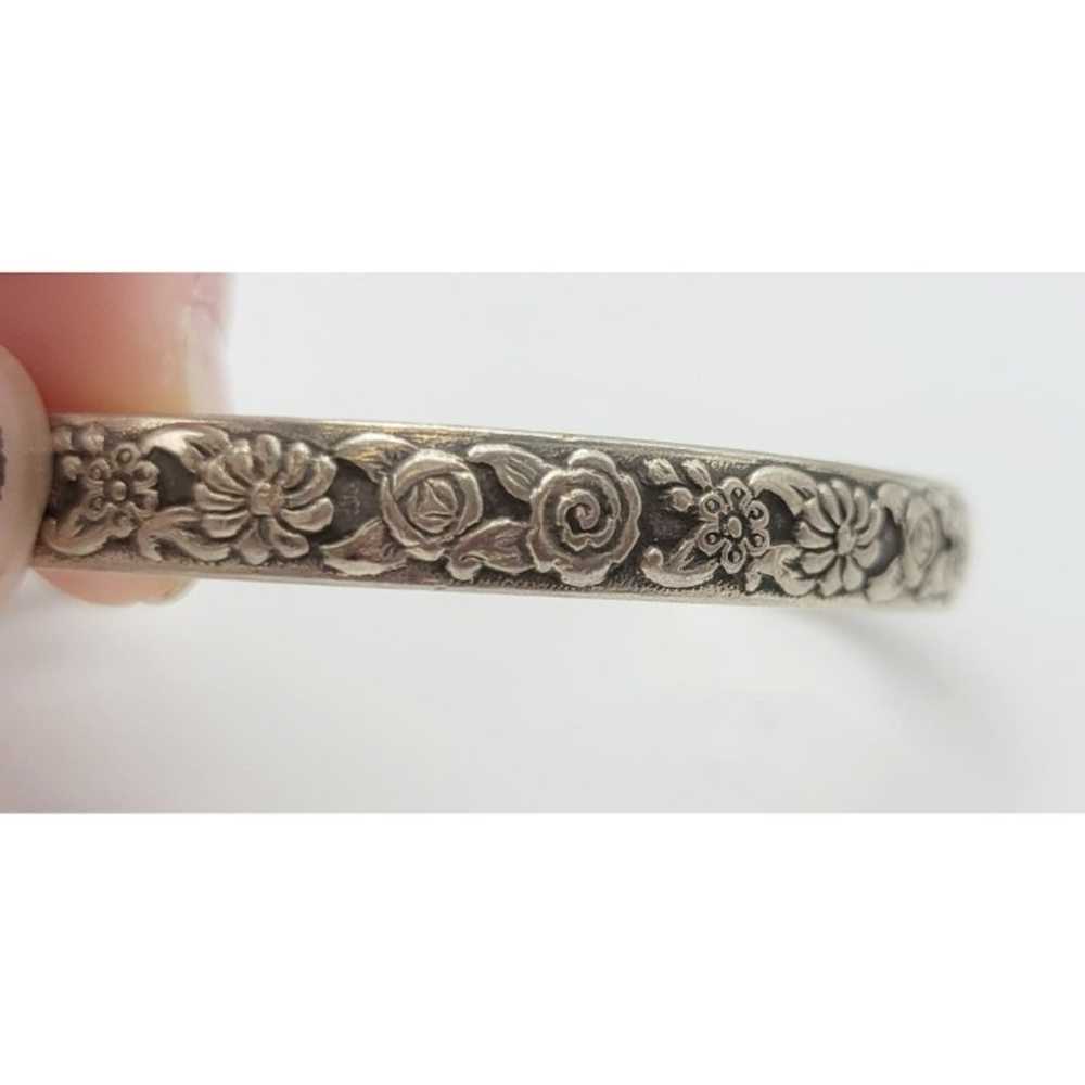 Vintage Silver Floral Child Size Cuff Bracelet (B… - image 3